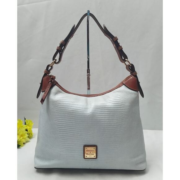 Dooney & Bourke White Leather Zipper Closure Hobo Shoulder Bag - Picture 1 of 16
